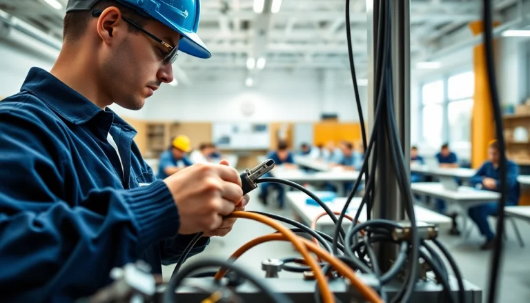 Hands-on training at trade schools in southern California featuring students and tools.