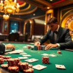 Action at the Nhà cái OK365 poker table, highlighting thrilling gameplay and luxury in gambling.