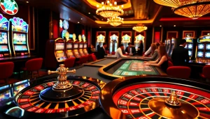 Excited players enjoying a thrilling casino experience at 789club with vibrant slot machines and table games.