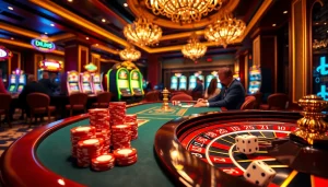 Experience high-stakes action with MM 88 at a luxurious casino featuring vibrant tables and exciting games.