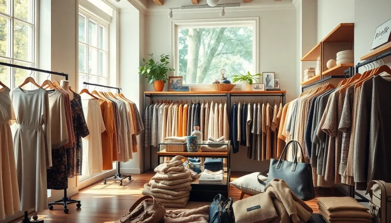 Rivelle's elegant fashion boutique showcasing luxurious clothing and accessories.