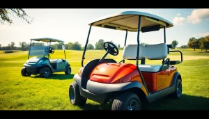 Showcasing activ ev golf carts on a beautiful golf course, emphasizing design and vibrancy.