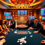 Experience thrilling poker action at thabet's high-stakes tables with vibrant chips and cards.