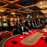 Okwin enhances gameplay experiences at a vibrant casino filled with poker and slot machines.