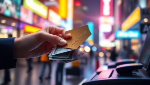 카드깡을 주제로 신용 카드와 현금의 거래를 묘사합니다.