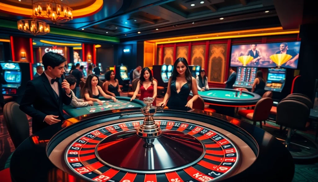 Experience the excitement at https://gg88.ing/ with a vibrant casino scene featuring roulette and poker.