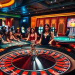 Experience the excitement at https://gg88.ing/ with a vibrant casino scene featuring roulette and poker.