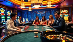 Players enjoying gambling at a luxurious casino featured on https://topclub.space/, showcasing excitement and vibrant atmosphere.