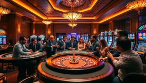 Experience thrilling gameplay at https://79king2.sa.com/ with vibrant casino tables and excited players.