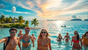 datanisle.com의 아름다운 해변에서 즐기는 여행자들의 모습