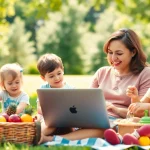 Engaging moment of family life at https://giveaways4mom.com celebrating motherhood in a park.