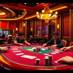 VUA99 casino players engaged in an exciting poker game with chips and cards.