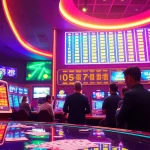 Permainan togel online dengan antusiasme pemain di latar belakang berwarna neon.