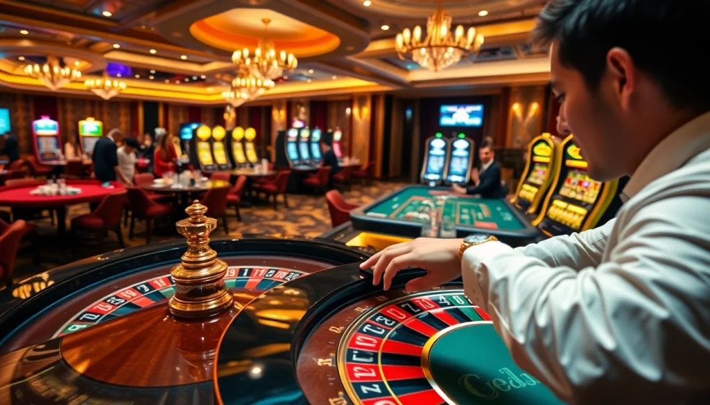 Experience thrilling gaming at https://top10nhacai.gg/ featuring an exciting roulette table filled with colorful betting chips.