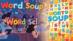 Engage in the fun Word Soup puzzle game featuring colorful letters and dynamic gameplay.