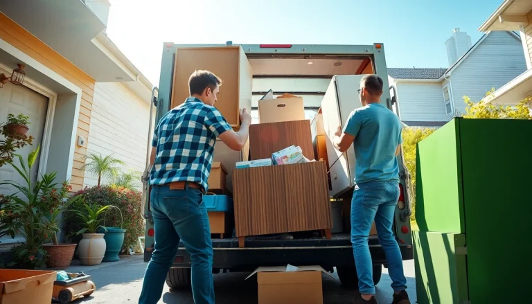 Efficient junk removal service by https://myeasyjunkremoval.com showcasing a team loading clutter into a truck.