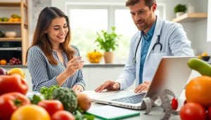 Calculate daily calorie needs using a calorie calculator displayed on a laptop in a vibrant kitchen.