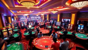 Engaging scene showcasing Nhà cái SC88 with players enjoying various casino games including roulette and poker.
