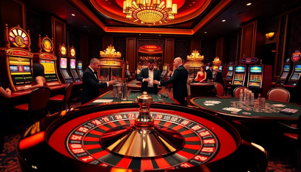Visual representation of an exciting casino scene featuring gg88biz with players engaged in high-stakes betting.