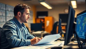 Truck Dispatch Service helping a dispatcher manage loads efficiently with technology and maps.