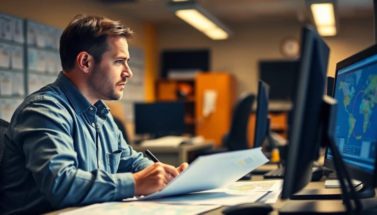 Truck Dispatch Service helping a dispatcher manage loads efficiently with technology and maps.