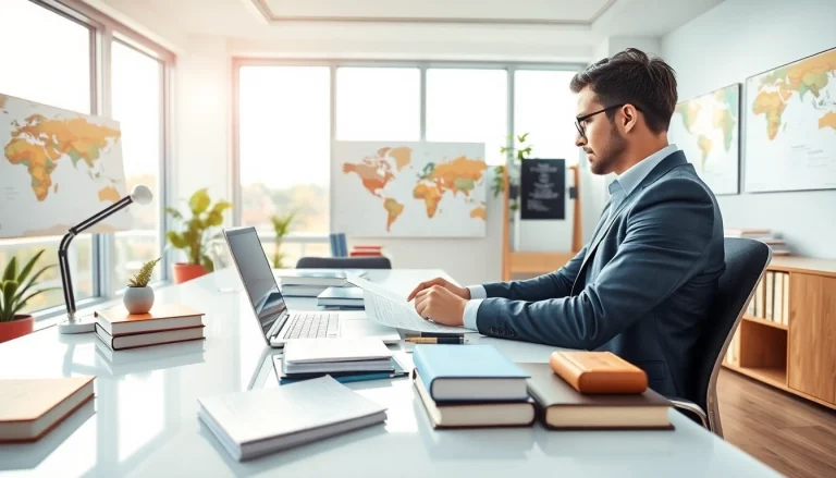 Traducteur assermenté en allemand dans un cadre professionnel, démontrant son expertise linguistique et son dévouement.
