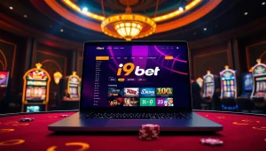 i9bet players enjoying a thrilling online gambling experience with vibrant casino elements.
