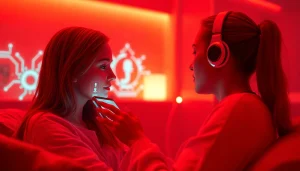 Engaging interaction with AI in a cozy, romantic digital space showcasing sex ai technology.