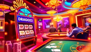 Players enjoying thrilling games at DRAGON222 slot machine in a vibrant online casino.