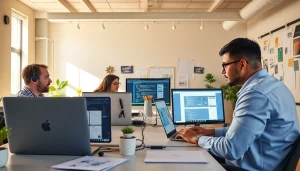 Website design team collaborating effectively to create stunning websites.