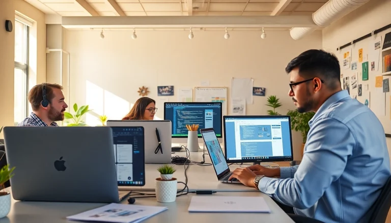 Website design team collaborating effectively to create stunning websites.