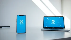 快连VPN interface displayed across devices showcasing security and ease of use in a professional setup.