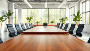 Showcasing modern conference tables designed for collaborative office spaces.