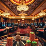 Experience thrilling gameplay at XX88's luxurious casino featuring vibrant gaming tables and roulette wheels.
