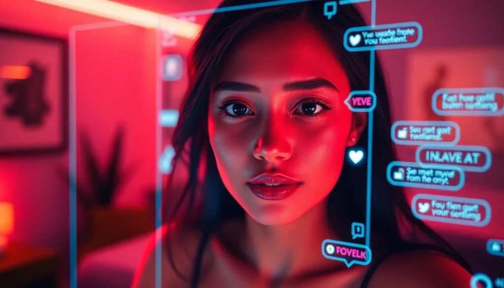Engaging AI porn chat character in a vibrant, interactive digital environment.