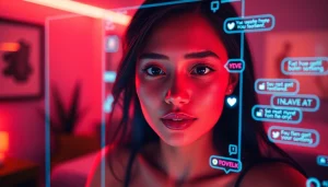 Engaging AI porn chat character in a vibrant, interactive digital environment.
