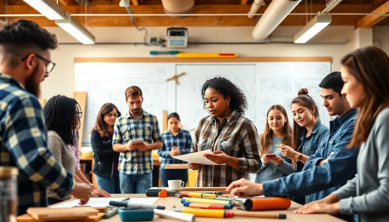 A dynamic scene of construction education in Colorado, featuring engaged students learning essential skills.