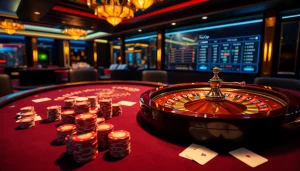 Experience the thrill of Truy Cập at a luxurious casino table with poker chips and cards.