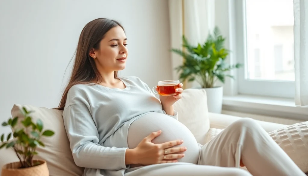 居心地の良い自宅で葉酸サプリを摂取する妊婦さん、妊娠中の健康を促進する様子