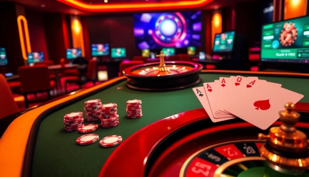 Experience the excitement of online gaming at https://www.jw8.life/ with vibrant casino tables and poker chips.
