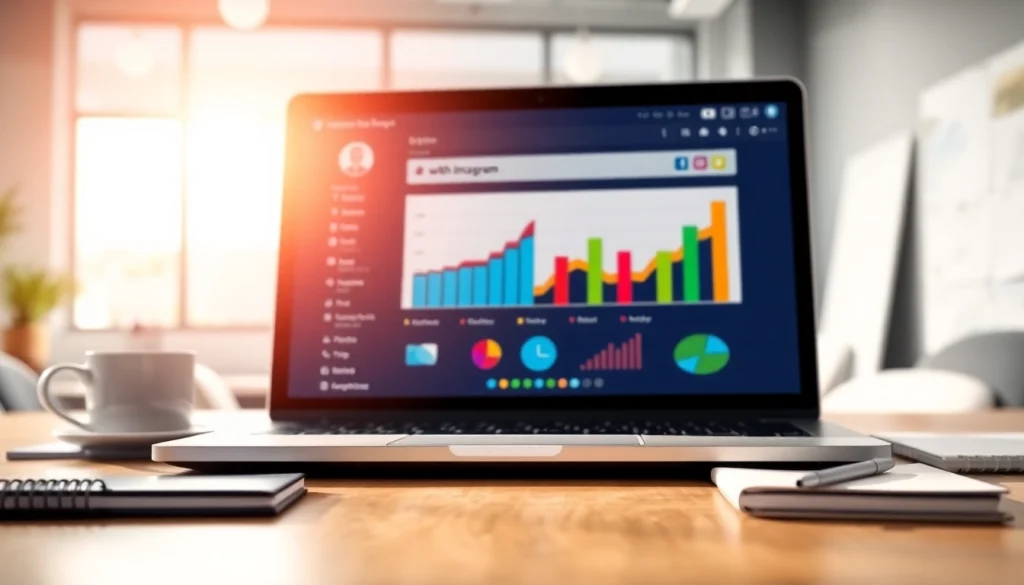 Visual representation of an Instagram smm panel interface showcasing analytics and services