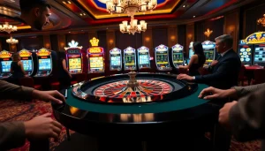 Experience the excitement of king88 with players engaging at luxurious casino tables.