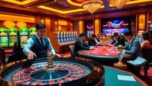 Khela88 voucher code showcased amidst an exciting gaming scene with roulette and poker action.