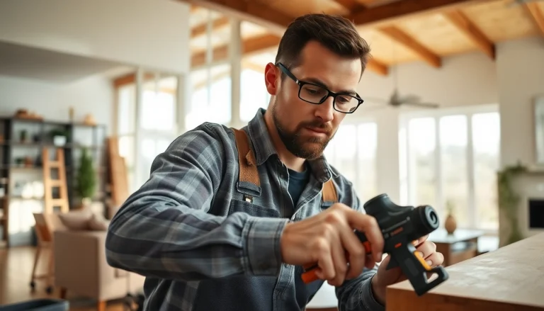 Artisan qualifié près de chez vous travaillant sur un chantier de rénovation.