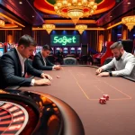 5GBET players engaging in high-stakes poker with stunning casino visuals.