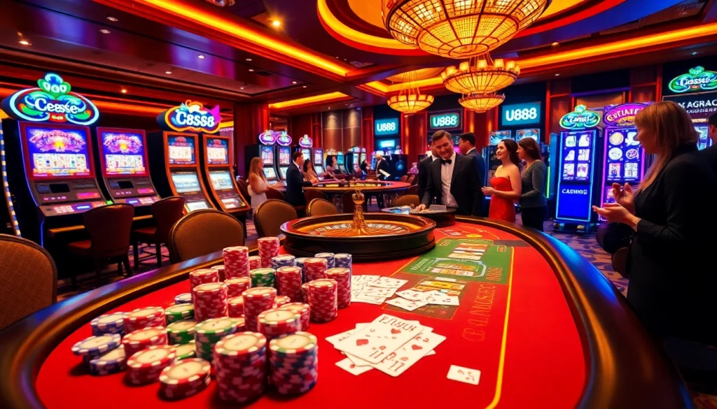 Experience high-stakes excitement at U888's vibrant gaming tables and roulette wheel.