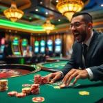Engaged player at a casino table experiencing NK88 excitement with vibrant chips.