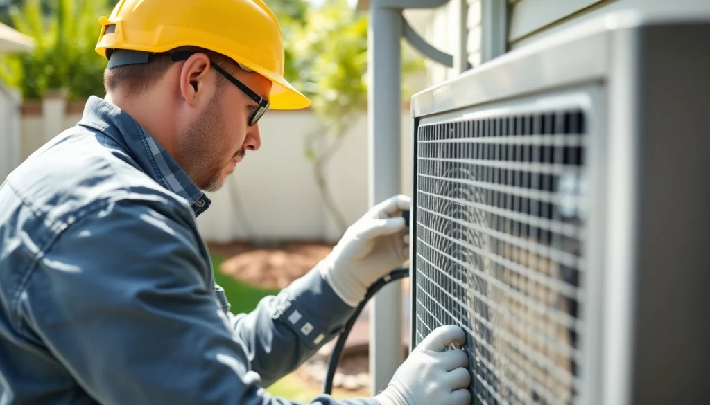 Technician providing hvac repair north salem, demonstrating expertise on an air conditioning unit.