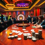 Experience the thrilling atmosphere of BJ38 with players enjoying a vibrant poker game.