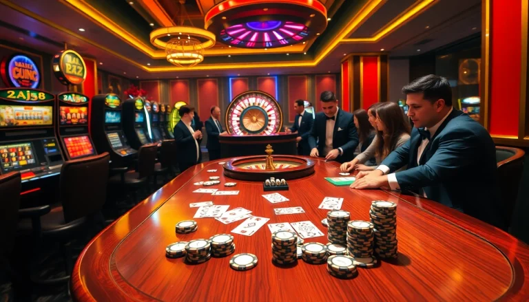 Experience the thrilling atmosphere of BJ38 with players enjoying a vibrant poker game.